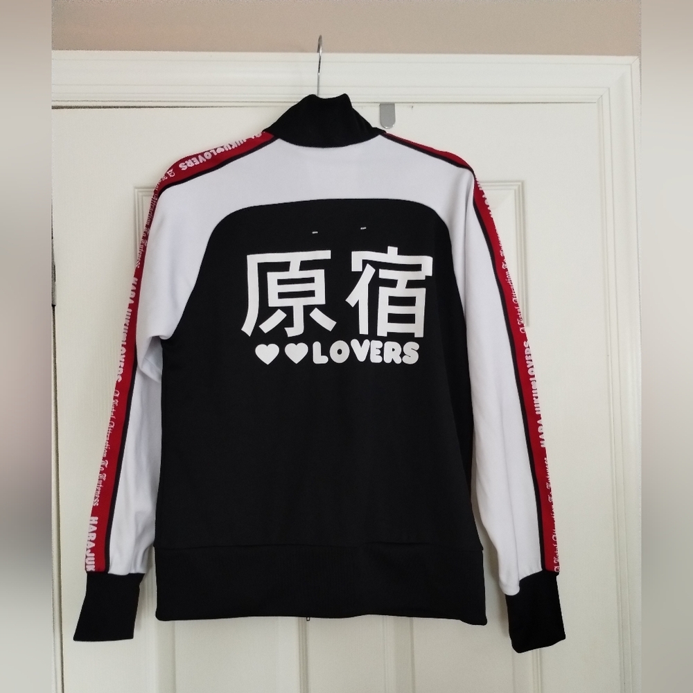 Sale! Harajuku Lovers Black White Red Colorblock Track Jacket Large
